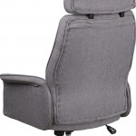 High Back Gray Fabric Executive Swivel Office Chair with Chrome Base and Fully Upholstered Arms