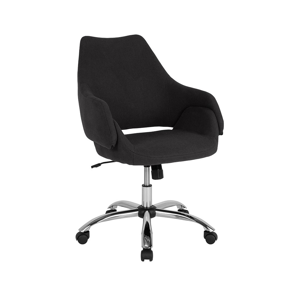 Madrid Home and Office Upholstered Mid-Back Chair in Black Fabric