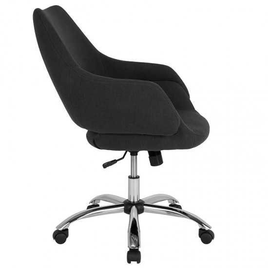 Madrid Home and Office Upholstered Mid-Back Chair in Black Fabric