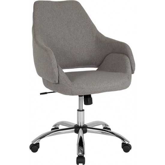 Madrid Home and Office Upholstered Mid-Back Chair in Light Gray Fabric