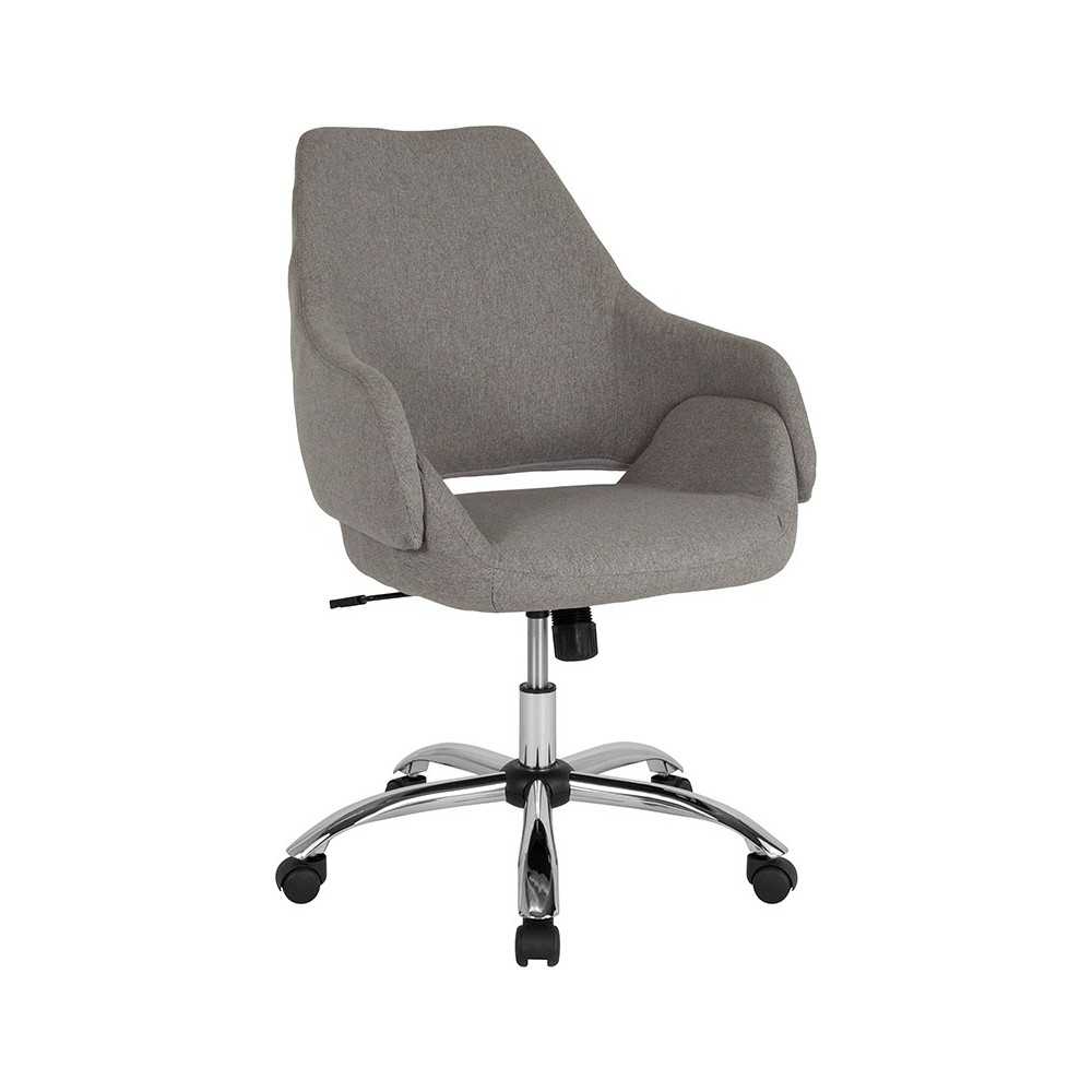 Madrid Home and Office Upholstered Mid-Back Chair in Light Gray Fabric