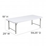 4.93-Foot Kid's Granite White Plastic Folding Table