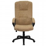 High Back Beige Fabric Executive Swivel Office Chair with Arms