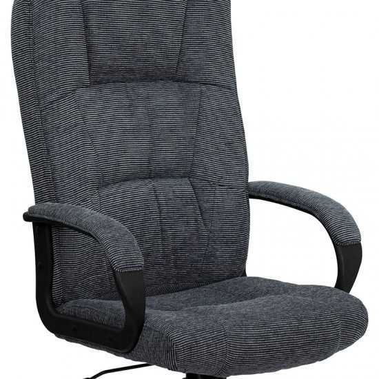 High Back Gray Fabric Executive Swivel Office Chair with Arms