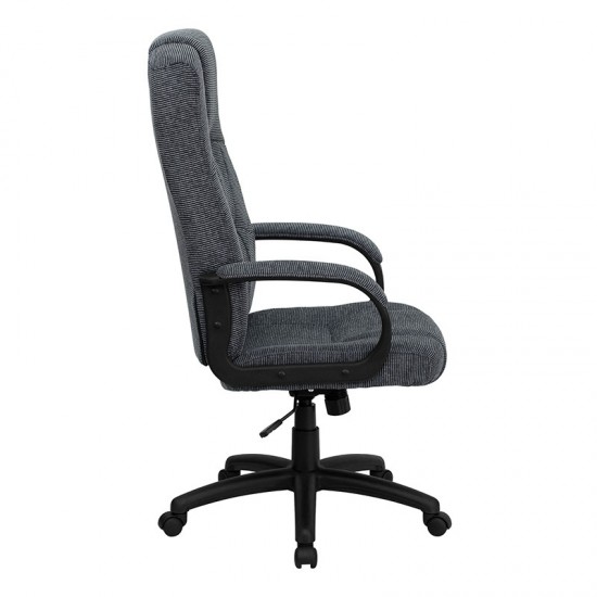 High Back Gray Fabric Executive Swivel Office Chair with Arms