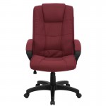 High Back Burgundy Fabric Executive Swivel Office Chair with Arms