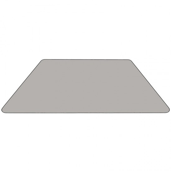 Mobile 29''W x 57''L Trapezoid Grey HP Laminate Activity Table - Height Adjustable Short Legs