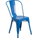 Commercial Grade Blue Metal Indoor-Outdoor Stackable Chair