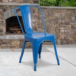 Commercial Grade Blue Metal Indoor-Outdoor Stackable Chair