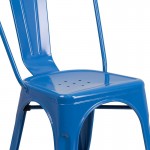 Commercial Grade Blue Metal Indoor-Outdoor Stackable Chair