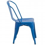 Commercial Grade Blue Metal Indoor-Outdoor Stackable Chair