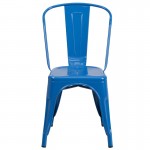 Commercial Grade Blue Metal Indoor-Outdoor Stackable Chair