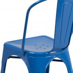 Commercial Grade Blue Metal Indoor-Outdoor Stackable Chair