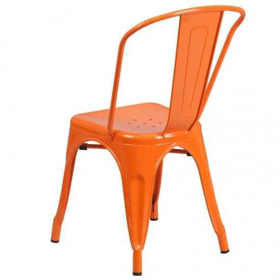 Commercial Grade Orange Metal Indoor-Outdoor Stackable Chair