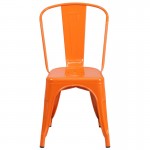 Commercial Grade Orange Metal Indoor-Outdoor Stackable Chair