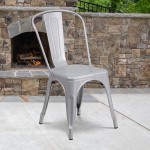 Commercial Grade Silver Metal Indoor-Outdoor Stackable Chair