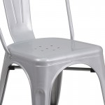 Commercial Grade Silver Metal Indoor-Outdoor Stackable Chair