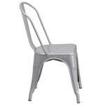 Commercial Grade Silver Metal Indoor-Outdoor Stackable Chair