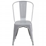 Commercial Grade Silver Metal Indoor-Outdoor Stackable Chair