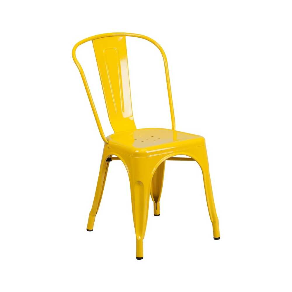 Commercial Grade Yellow Metal Indoor-Outdoor Stackable Chair