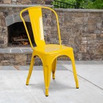 Commercial Grade Yellow Metal Indoor-Outdoor Stackable Chair