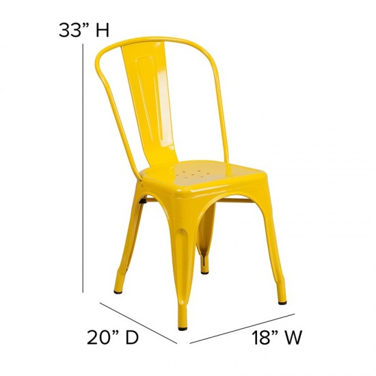 Commercial Grade Yellow Metal Indoor-Outdoor Stackable Chair