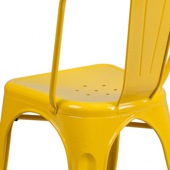 Commercial Grade Yellow Metal Indoor-Outdoor Stackable Chair