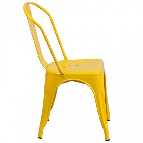 Commercial Grade Yellow Metal Indoor-Outdoor Stackable Chair