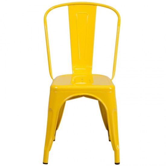 Commercial Grade Yellow Metal Indoor-Outdoor Stackable Chair