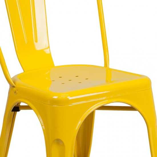 Commercial Grade Yellow Metal Indoor-Outdoor Stackable Chair