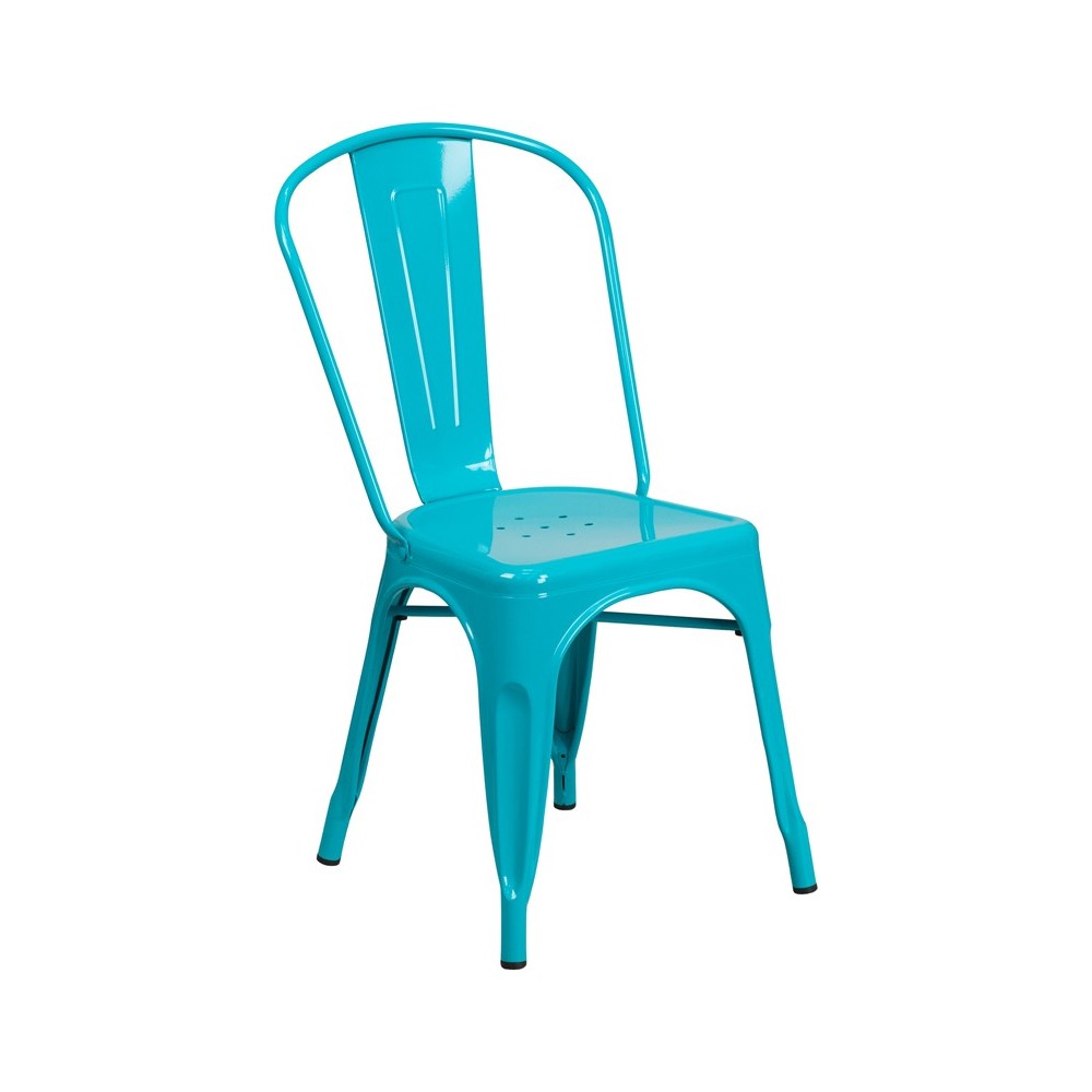 Commercial Grade Crystal Teal-Blue Metal Indoor-Outdoor Stackable Chair Commercial Grade Crystal Teal-Blue Metal Indoor-Outdoor Stackable Chair