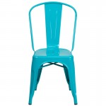 Commercial Grade Crystal Teal-Blue Metal Indoor-Outdoor Stackable Chair