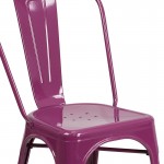 Commercial Grade Purple Metal Indoor-Outdoor Stackable Chair