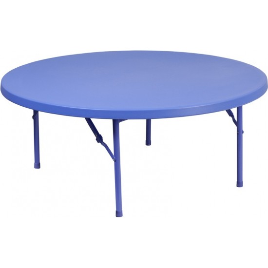 3.91-Foot Round Kid's Blue Plastic Folding Table