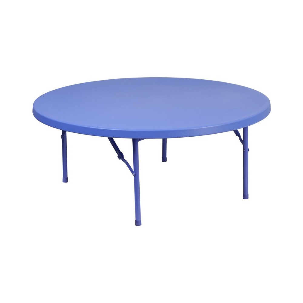 3.91-Foot Round Kid's Blue Plastic Folding Table