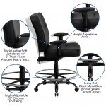 Big & Tall 400 lb. Rated Black LeatherSoft Ergonomic Drafting Chair with Adjustable Arms