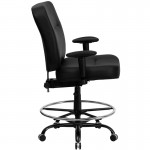 Big & Tall 400 lb. Rated Black LeatherSoft Ergonomic Drafting Chair with Adjustable Arms