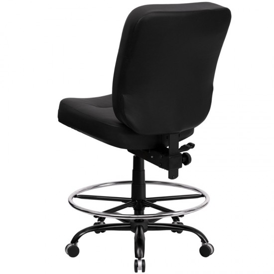 Big & Tall 400 lb. Rated Black LeatherSoft Ergonomic Drafting Chair
