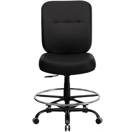 Big & Tall 400 lb. Rated Black LeatherSoft Ergonomic Drafting Chair