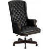 High Back Traditional Fully Tufted Black LeatherSoft Executive Swivel Ergonomic Office Chair with Arms