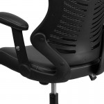 High Back Designer Black Mesh Executive Swivel Ergonomic Office Chair with LeatherSoft Seat and Adjustable Arms