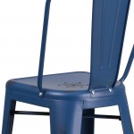 Commercial Grade 30" High Distressed Antique Blue Metal Indoor-Outdoor Barstool with Back