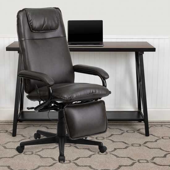 High Back Brown LeatherSoft Executive Reclining Ergonomic Swivel Office Chair with Arms