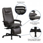 High Back Brown LeatherSoft Executive Reclining Ergonomic Swivel Office Chair with Arms