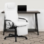 High Back White LeatherSoft Executive Reclining Ergonomic Swivel Office Chair with Arms