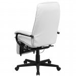 High Back White LeatherSoft Executive Reclining Ergonomic Swivel Office Chair with Arms