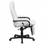 High Back White LeatherSoft Executive Reclining Ergonomic Swivel Office Chair with Arms