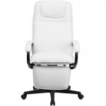 High Back White LeatherSoft Executive Reclining Ergonomic Swivel Office Chair with Arms