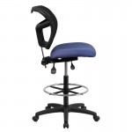 Mid-Back Navy Blue Mesh Drafting Chair with Back Height Adjustment