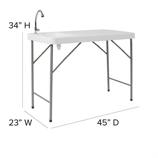 4-Foot Portable Fish Cleaning Table / Outdoor Camping Table and Sink